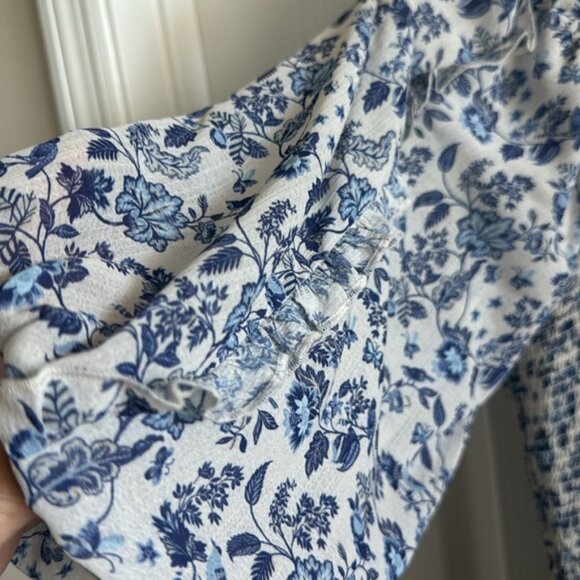 Super Natural by Secret Mission Dress Chiffon Ruffle Blue Floral M - Picture 8 of 16